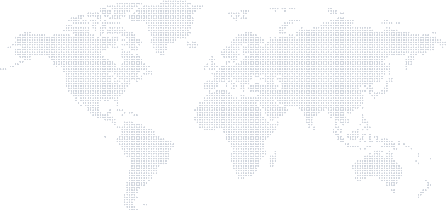 Dot-pattern world map on a black background, depicting continents in white dots. The design is modern and minimalistic, conveying a digital tech vibe.